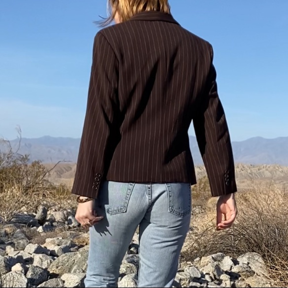 BCBGMaxAzria brown pinstripe professional blazer - Picture 4 of 16
